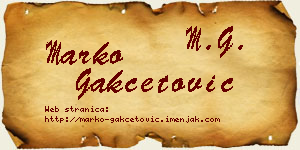Marko Gakčetović vizit kartica